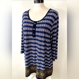 5/$25. CJ BANK'S Black & Blue 3/4-Sleeve Stretch Shirt Blouse Top